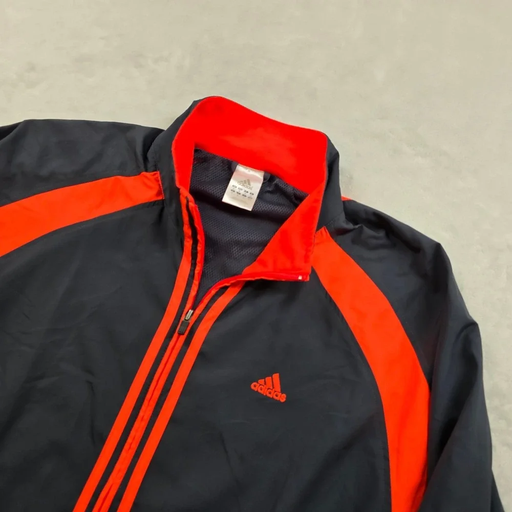 Adidas Climaproof Track‎ Jacket Mens Medium Black with Orange Full Zip